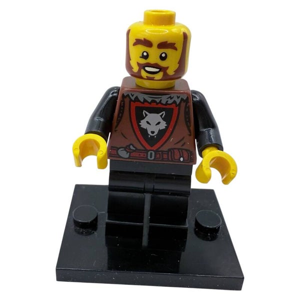 LEGO® MOC Minifigur Wolfpack Räuberfigur mit Bart & Wolf-Logo Räuberfigur Castle