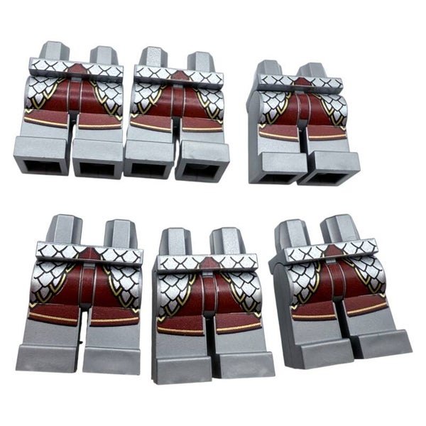 LEGO® Figurenteile 6x Hose Ritter Wikinger silber rotbraun Rüstungsdruck