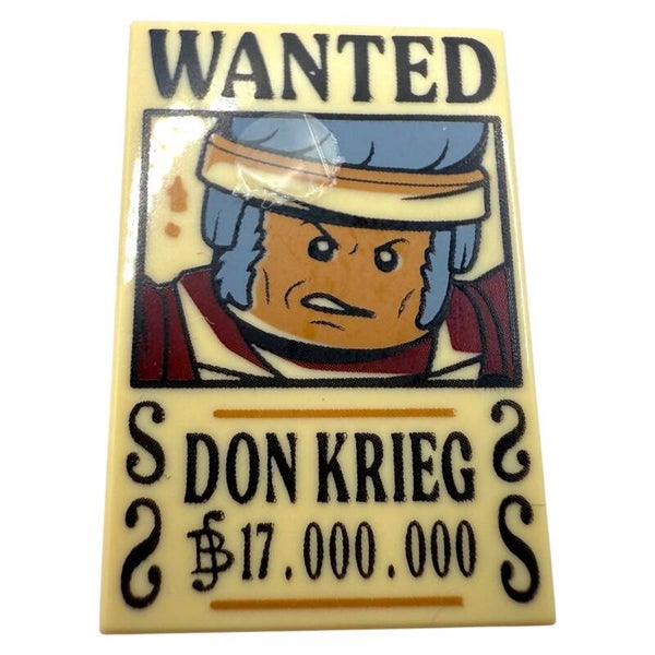 LEGO® One Piece Wanted Poster DON KRIEG Fliese Tile Netflix Minifigur 2x3 Fliese