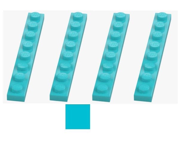 LEGO® 4x Platte 1x8 Medium Azur - hellblau - 6074793 - 3460 Bauplatte Plate