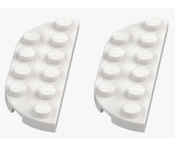 LEGO 2x Platte 2x6 abgerundet Weiß - 6147792 18980 Weiß Rundplatte