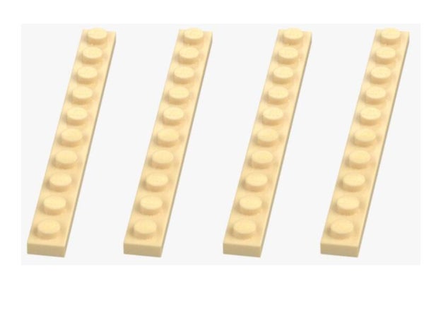 LEGO® 4x Platte 1x10 Brick Yellow | 4477 | 4143409 | MOC Bauplatte beige Schmal