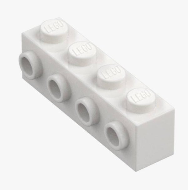LEGO 2x Stein 1x4 mit 4 seitlichen Noppen Weiß 30414 4143254 Modified Brick NEU
