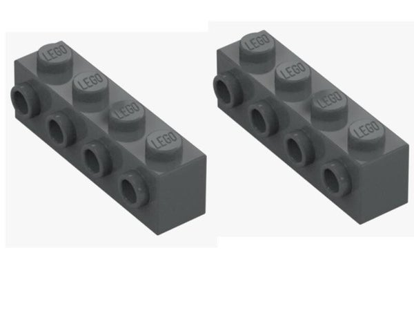 LEGO 2x Stein 1x4 mit 4 seitlichen Noppen Dark Stone Grey 30414 4210725 Grau