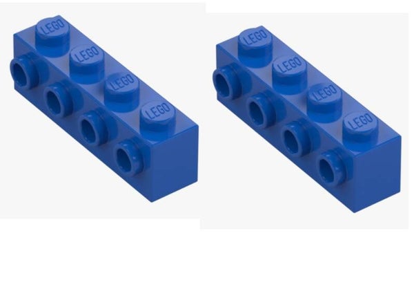 LEGO 2x Stein 1x4 mit 4 seitlichen Noppen Bright Blue 30414 4212411 Blau