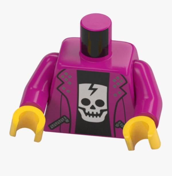 LEGO Minifigur Torso Totenkopf Rock Tour 6383433 76382 Bright Reddish Violet NEU