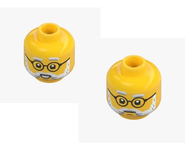 LLEGO Kopf gelb 106964 doppelseitig Brille Bart Minifigur Head Gesicht Opa NEU