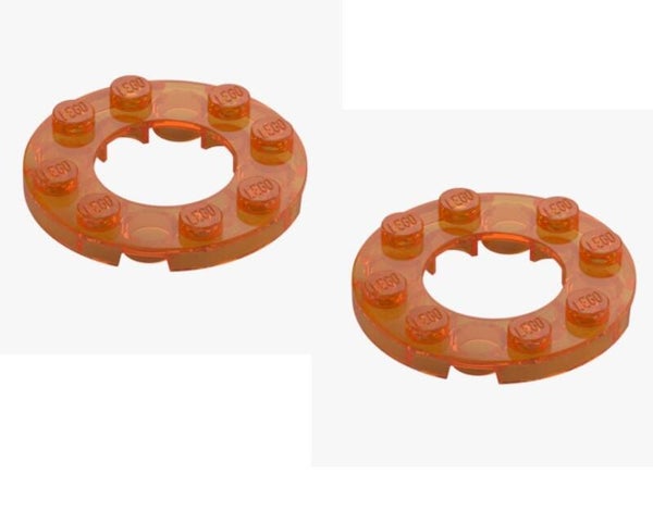 LEGO 2x Runde Platte 4x4 Ø16mm Loch Transparent Orange 29337 Effekt 6516056 NEU