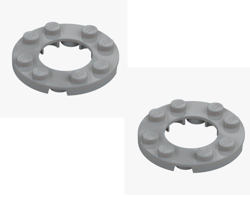 LEGO 2x Runde Platte 4x4 Ø16mm Loch Medium Stone Grey 28620 Rundplatte Grau