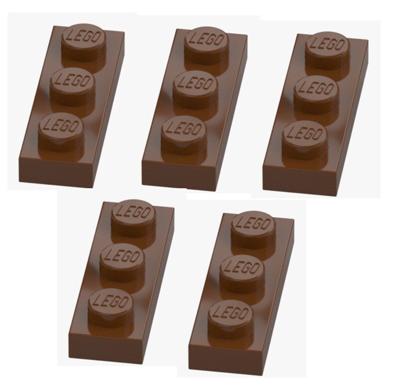 LEGO 5x Platte 1x3 Reddish Brown Plate 3623 4211152 NEU Architecture Braun