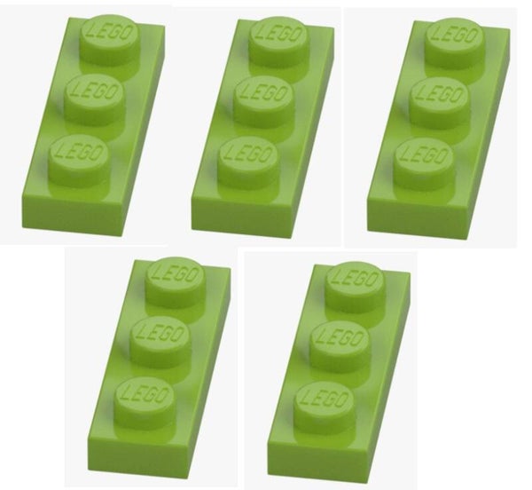 LEGO 5x Platte 1x3 Bright Yellowish Green Plate 3623 4210210 NEU Neon Grün