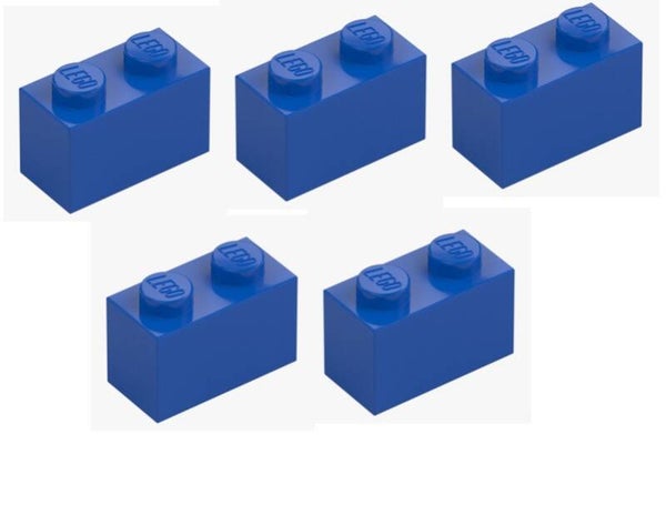 LEGO 5x Stein 1x2 Bright Blue Blau 3004 300423 Baustein Neu Grundbaustein Brick