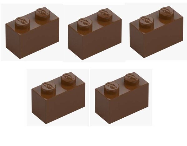LEGO 5x Stein 1x2 Reddish Brown Braun 3004 4211149 Baustein Neu Grundbaustein