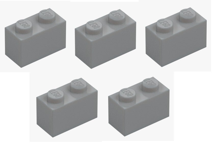 LEGO 5x Stein 1x2 Medium Stone Grey 3004 4211388 Baustein Neu Grundbaustein Grau