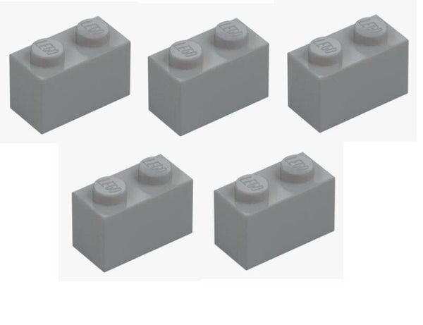 LEGO 5x Stein 1x2 Medium Stone Grey 3004 4211388 Baustein Neu Grundbaustein Grau
