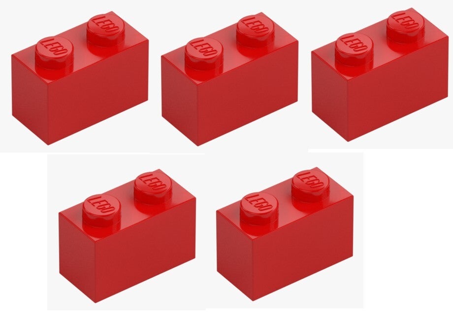 LEGO 5x Stein 1x2 Bright Red Rot 3004 300421 Baustein Neu Grundbaustein Brick