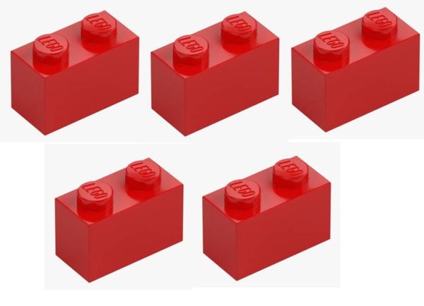 LEGO 5x Stein 1x2 Bright Red Rot 3004 300421 Baustein Neu Grundbaustein Brick