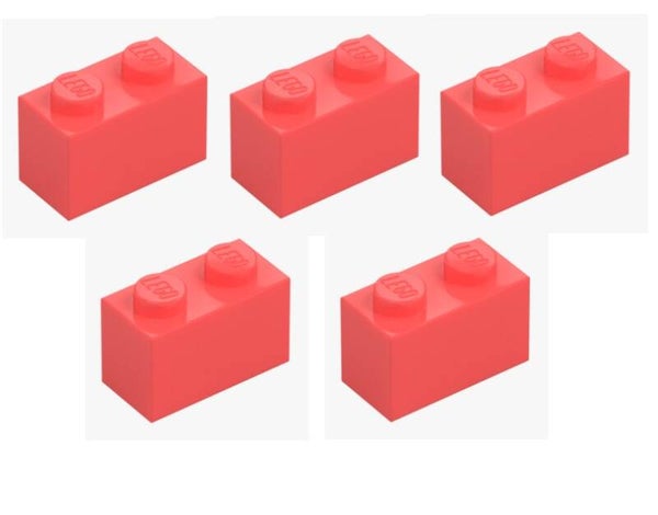 LEGO 5x Stein 1x2 Vibrant Coral 3004 6258572 Baustein Neu Korallenrosa Koralle