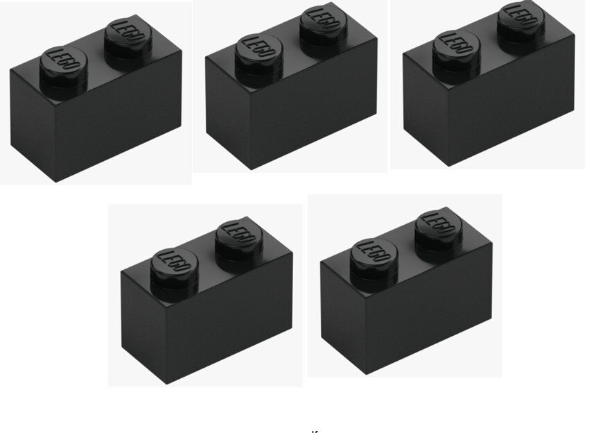 LEGO® 5x Stein 1x2 Schwarz Black Baustein 3004 Element 300426 Grundbaustein NEU