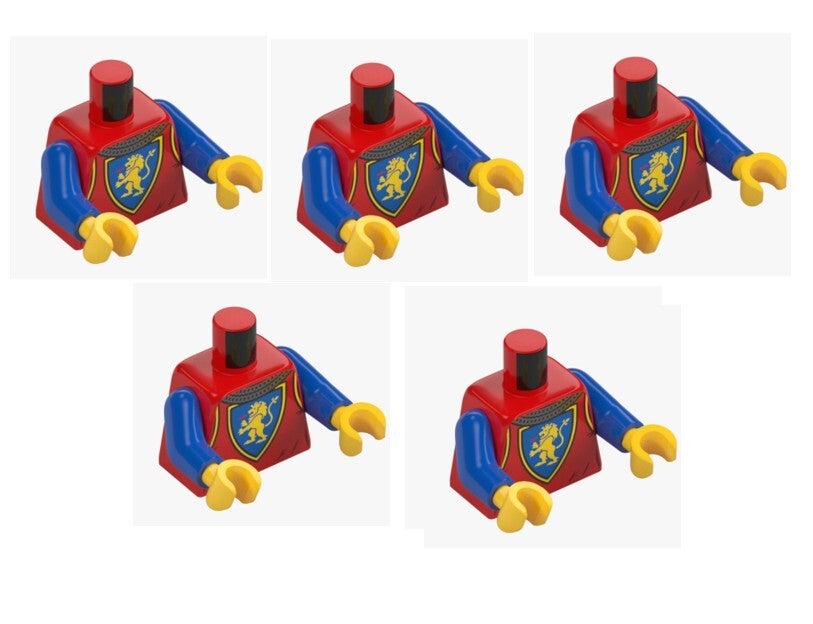 LEGO® 5x Löwenritter Oberteil Torso Rot Blau 76382 6406251 Castle Neu Wappen