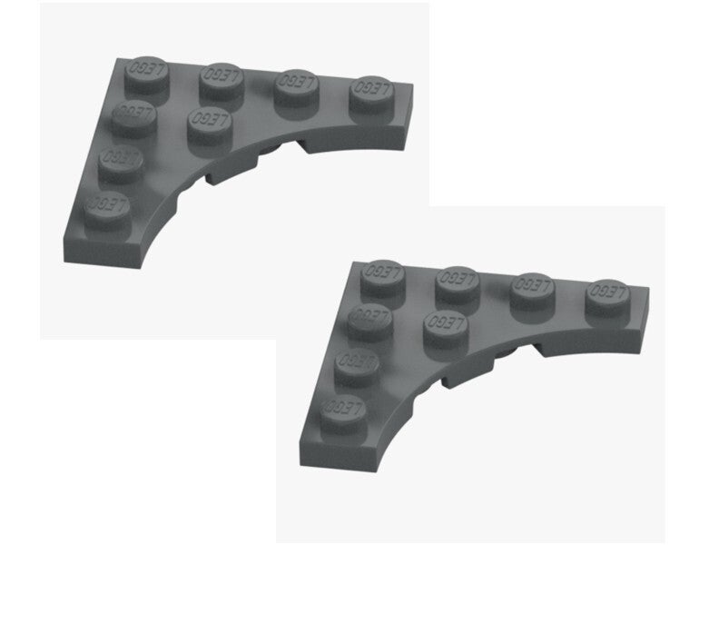 LEGO 2x Platte 4x4 Rundbogen Ausschnitt dunkelgrau 6389443 35044 Dark Stone Grey