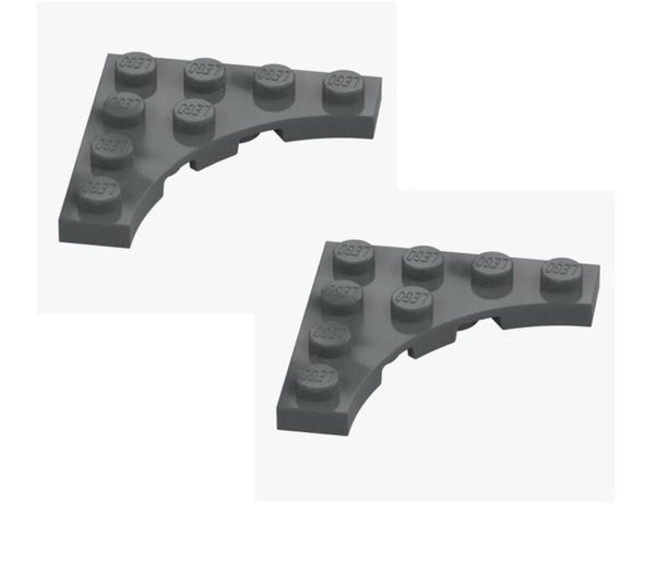 LEGO 2x Platte 4x4 Rundbogen Ausschnitt dunkelgrau 6389443 35044 Dark Stone Grey