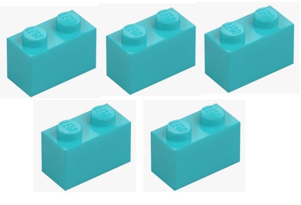 LEGO® 5x Stein 1x2 Medium Azur Baustein 6092674 3004 Baustein MOC hellblau blau
