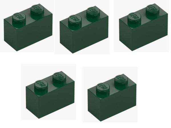 LEGO® 5x Stein 1x2 Earth Green Baustein 3004 4245570 Grün Grundbaustein NEU