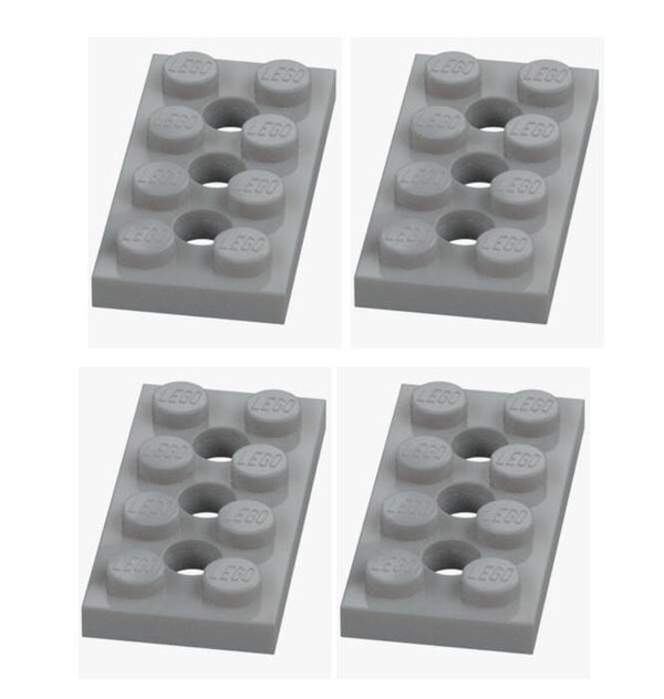 LEGO 4x Technic Lochplatte 2x4 Hellgrau 3709 4211444 Medium Stone Grey NEU
