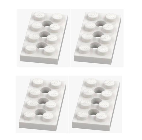 LEGO 4x Technic Lochplatte 2x4 Weiß 3709 370901 3 Löcher White 3XØ4.9
