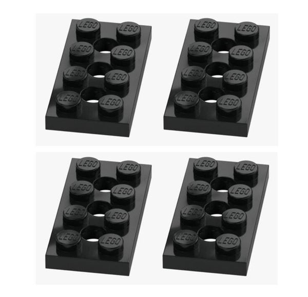 LEGO 4x Technic Lochplatte 2x4 Schwarz 3709 370926 3 Löcher Black 3XØ4.9 NEU