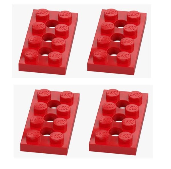 LEGO 4x Technic Lochplatte 2x4 Rot 3709 370921 3 Löcher Bright Red 3XØ4.9 NEU