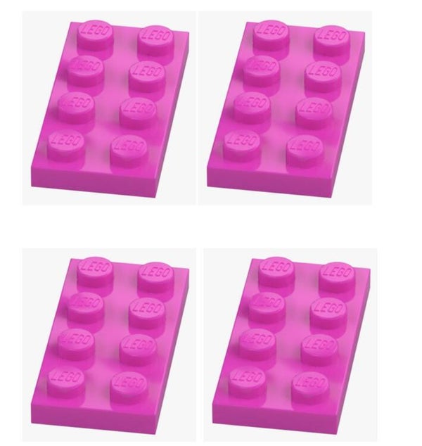 LEGO 4x Platte 2x4 Bright Purple Rosa 3020 6056263 Plate Ersatzteile MOC NEU