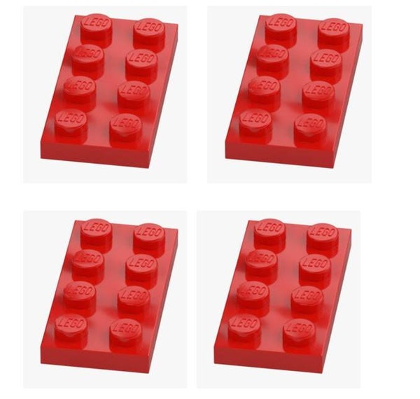 LEGO 4x Platte 2x4 Bright Red Rot 3020 302021 Plate Ersatzteile MOC NEU