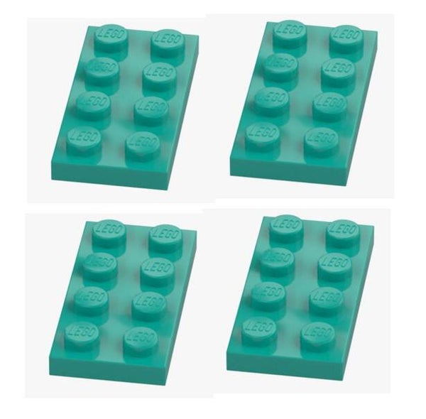 LEGO 4x Platte 2x4 Bright Bluish Green Türkis 3020 6338181 Plate Ersatzteile NEU