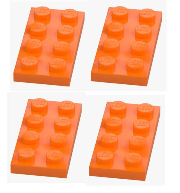 LEGO 4x Platte 2x4 Bright Orange Orange 3020 4158355 Plate Ersatzteile NEU