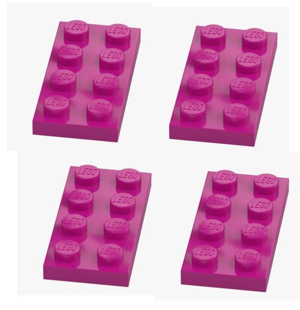 LEGO 4x Platte 2x4 Bright Reddish Violet Magenta 3020 6037658 Ersatzteile Plate