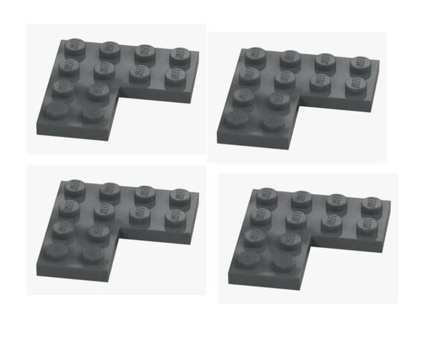 LEGO 4x Eckplatte 4x4 Dunkelgrau 2639 4539429 Corner Plate 2x4x4 Dark Stone Grey