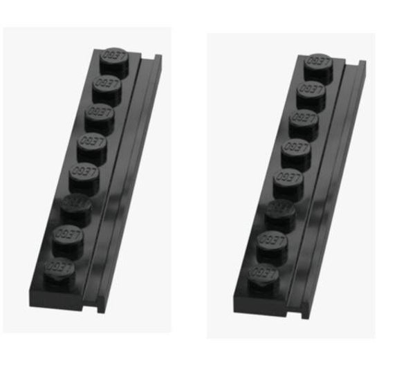 LEGO 2x Platte 1x8 mit Schiene Schwarz 4510 4286009 Door Rail Neu Black