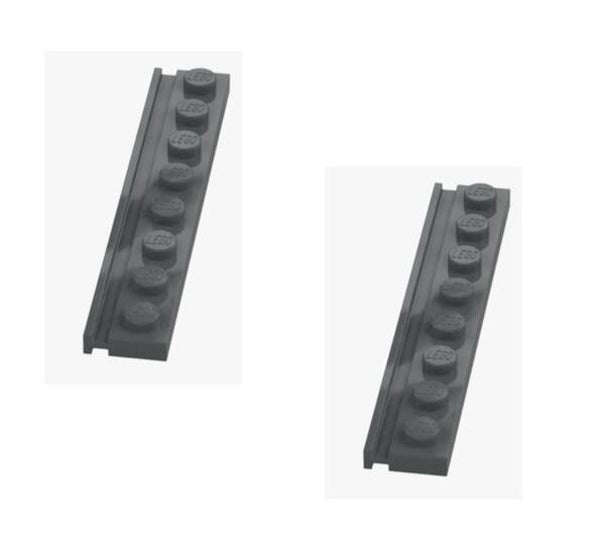 LEGO 2x Platte 1x8 mit Schiene Grau 4510 4210967 Door Rail Neu Dark Stone Grey