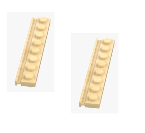 LEGO 2x Platte 1x8 mit Schiene Beige 4510 4161443 Door Rail Brick Yellow Tan neu