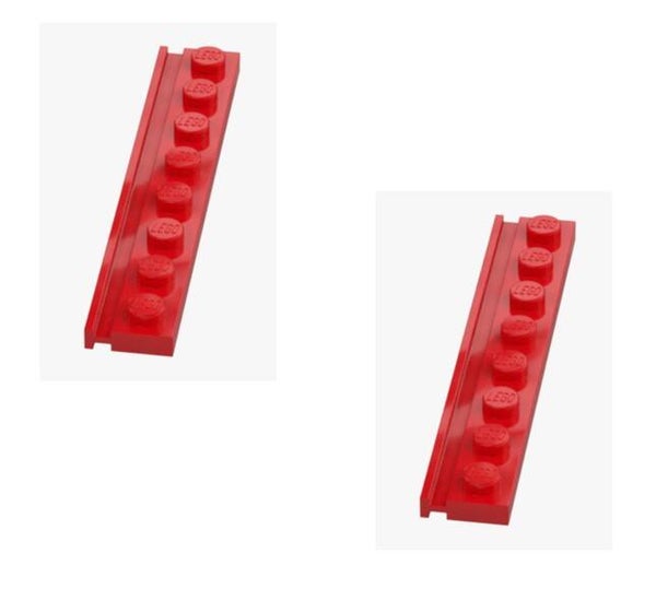 LEGO 2x Platte 1x8 mit Schiene Rot 4510 6078594 Door Rail Bright Red neu