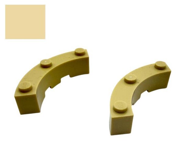 EGO 2x Bogenstein 4x4 Viertelkreis Beige 48092 Macaroni 4x4x1 Brick Yellow Neu