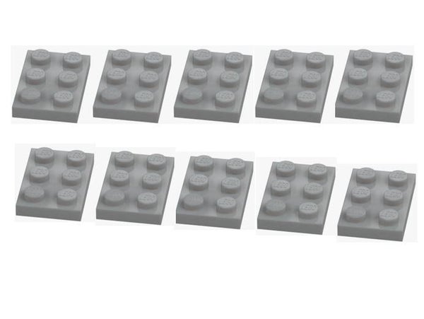 LEGO 10x Platte 2x3 Hellgrau 3021 4211396 Medium Stone Grey NEU Plate Baustein