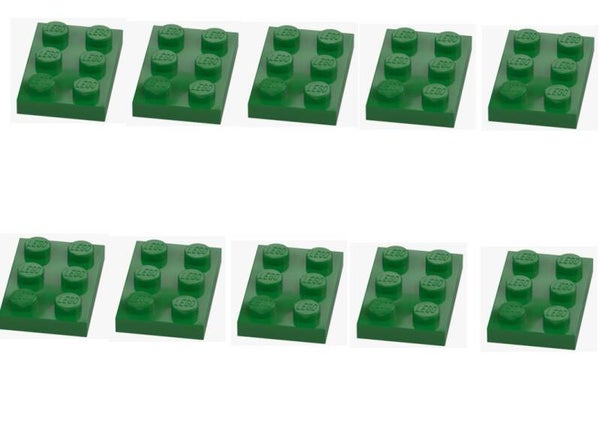 LEGO 10x Platte 2x3 Dunkelgrün 3021 302128 Dark Green Plate Bausteine Baustein