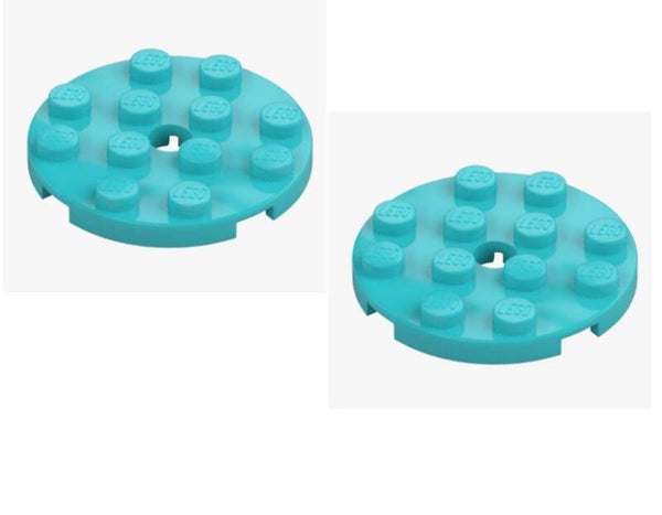LEGO 2x Rundplatte 4x4 Hellblau Medium Azur 60474 6102828 Round Plate Neu