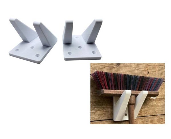 2x Schwerlast V-Nut Wandhaken Gerätehalter Besenhalter Weiß 3D Druck Stark