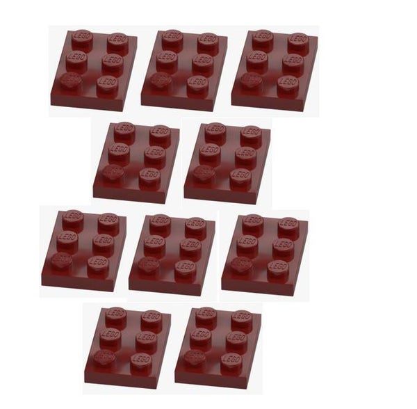 LEGO 10x Platte 2x3 Weinrot New Dark Red 3021 6264030 Baustein NEU