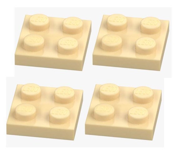 LEGO 4x Platte 2x2 Hellbeige Brick Yellow 3022 4114084 Plate Neu Grundplatte