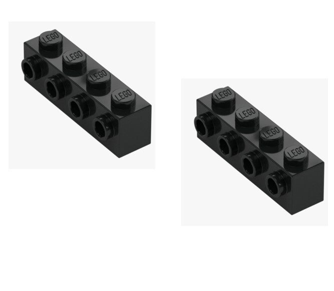 LEGO 2x Stein 1x4 Schwarz 4 seitliche Noppen 30414 4162443 SNOT Black NEU